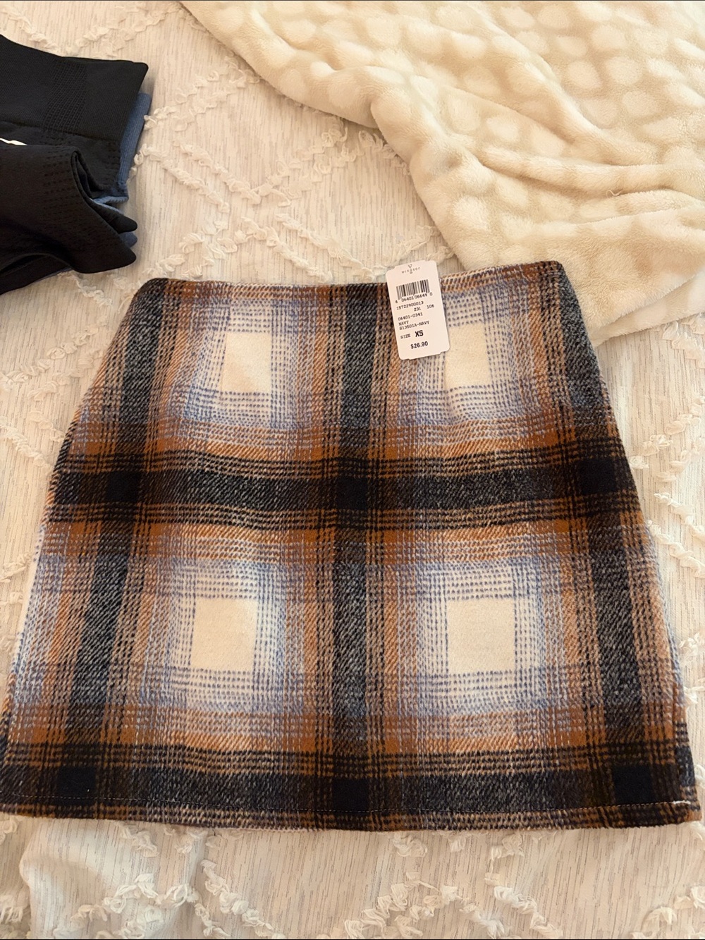 Windsor Plaid Mini Skirt in Brown, Black and Cream